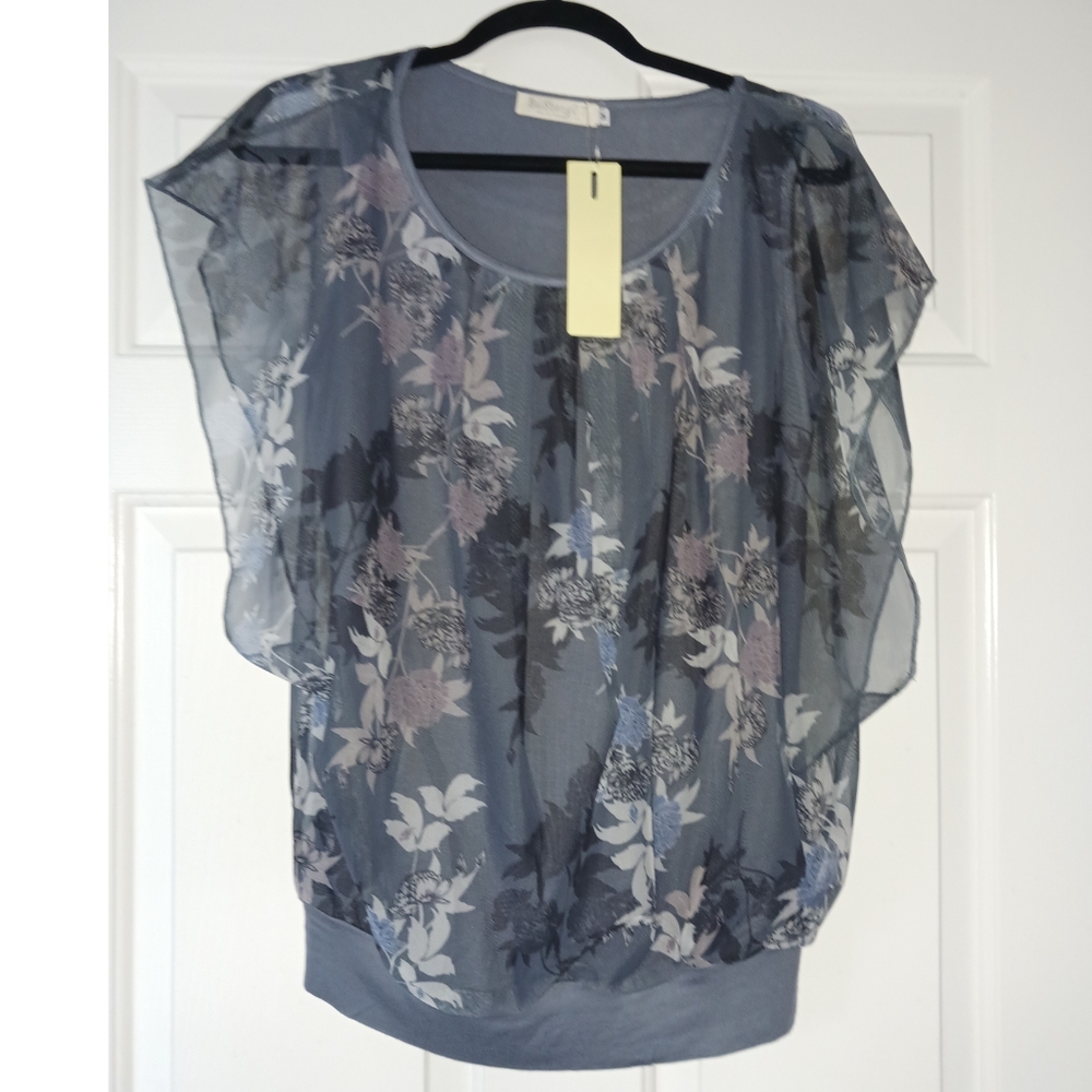 Woman's Grey Lace Business Casual Dress Shirt Blouse